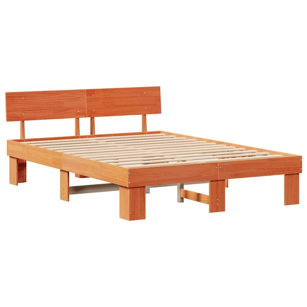 vidaXL Bettrahmen Wachsbraun 140 x 200 cm Massives Kiefernholz