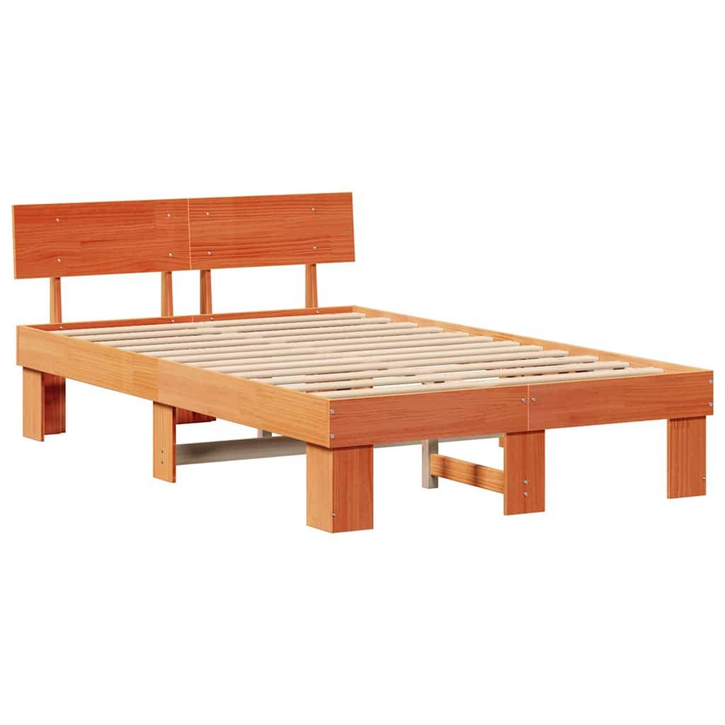 vidaXL Bettrahmen Wachsbraun 140 x 190 cm Massives Kiefernholz