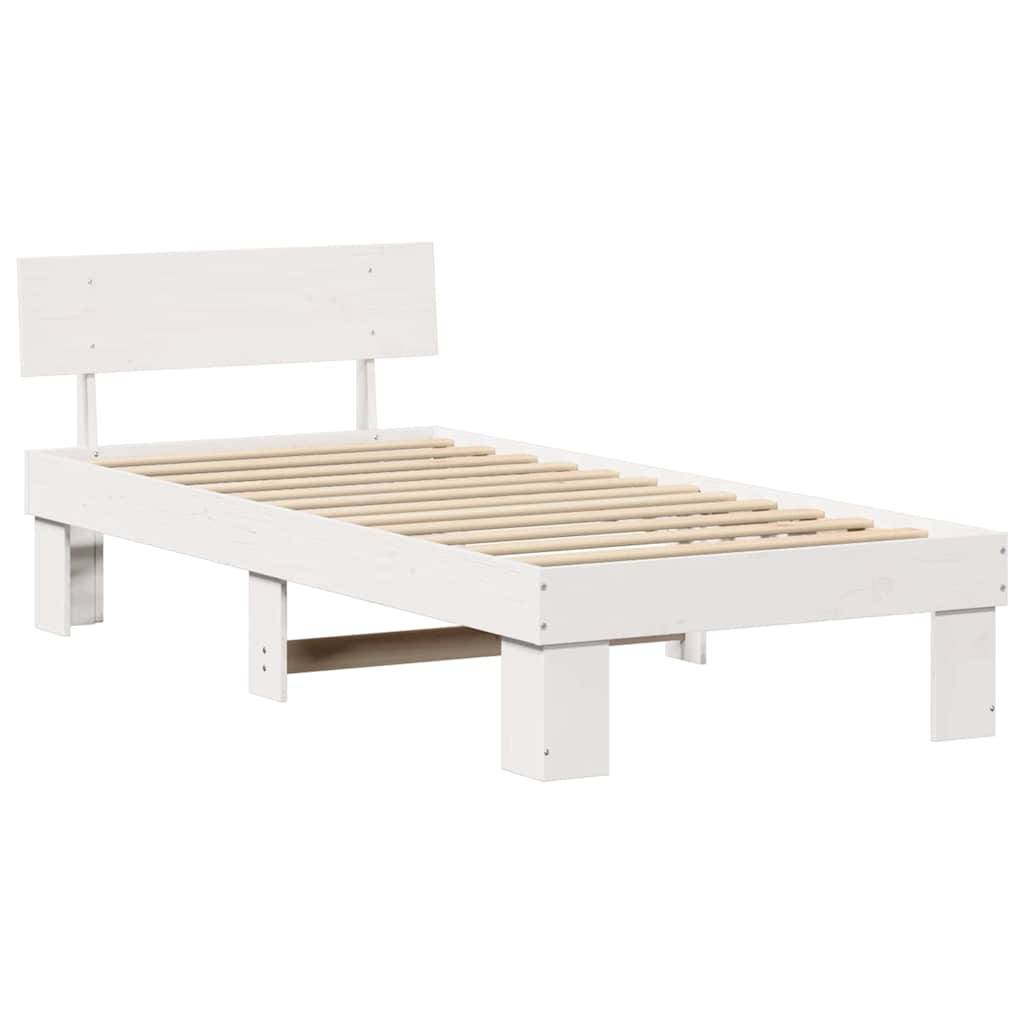 vidaXL Bettrahmen mit Kopfteil Weiß 100 x 200 cm Massives Kiefernholz