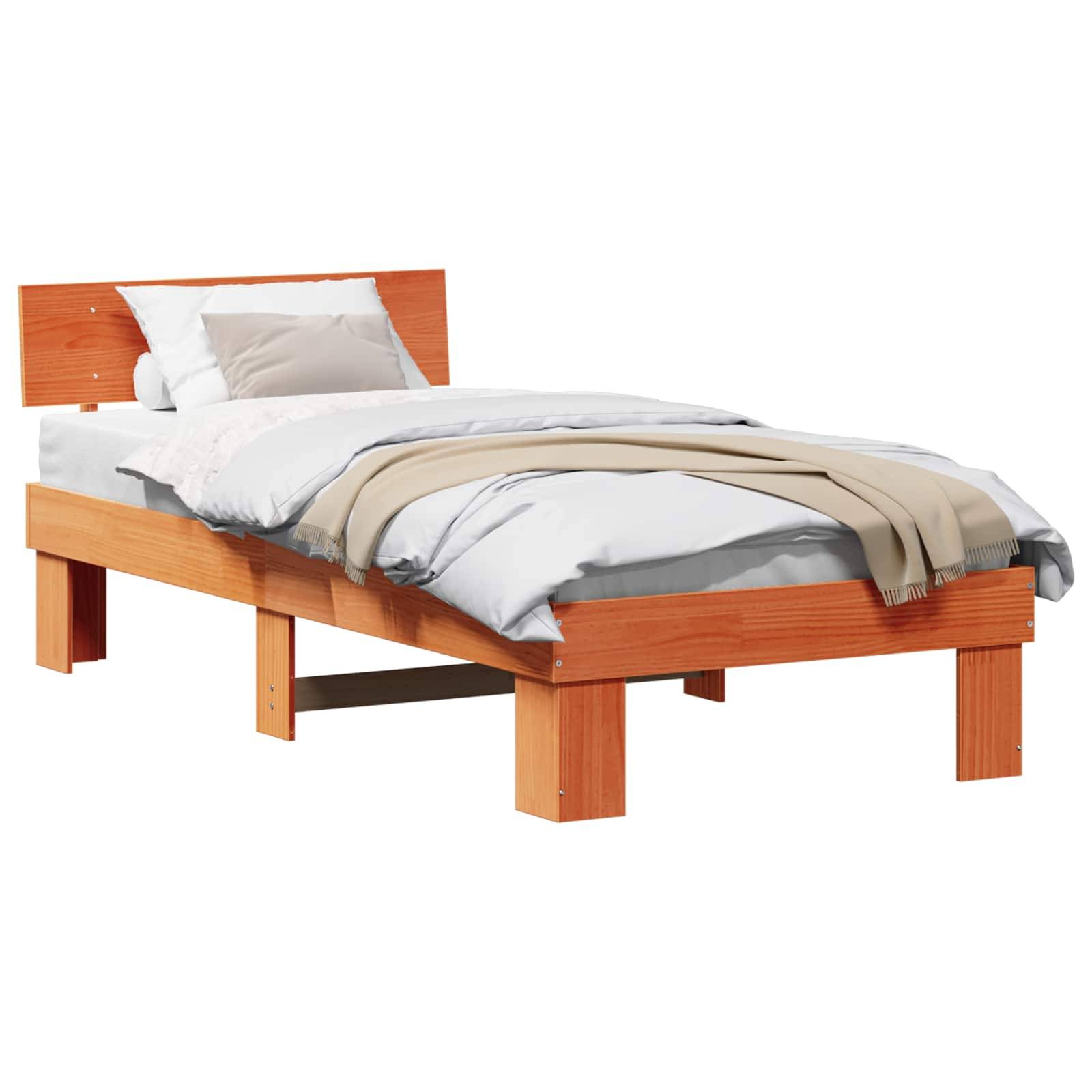 vidaXL Bettrahmen Wachsbraun 80 x 200 cm Massives Kiefernholz