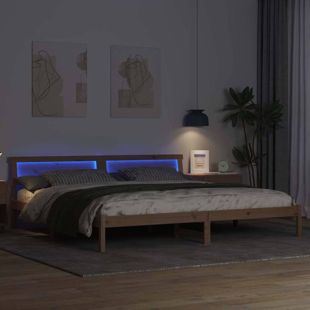 vidaXL Bettgestell mit Kopfteil Braun 200 x 200 cm Massivholz Kiefer