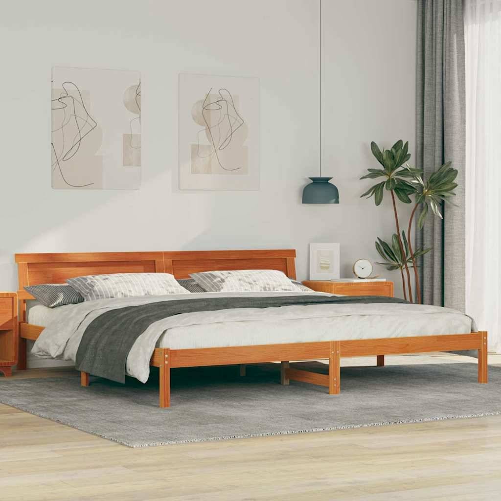 vidaXL Bettrahmen Wachsbraun 180 x 200 cm Massives Kiefernholz