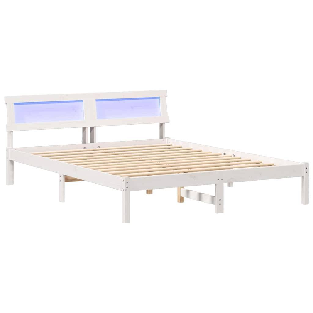 vidaXL Bettrahmen mit Kopfteil Weiß 160 x 200 cm Massives Kiefernholz