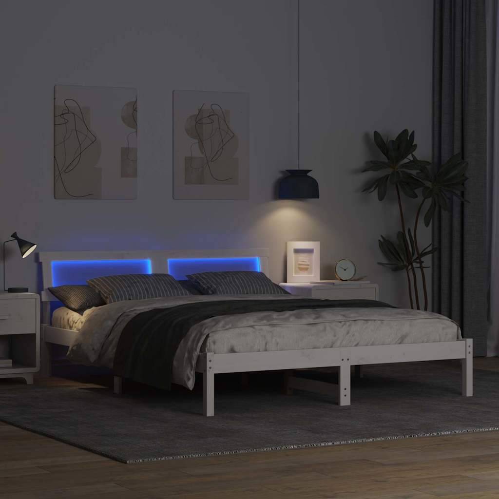 vidaXL Bettrahmen mit Kopfteil Weiß 140 x 200 cm Massives Kiefernholz