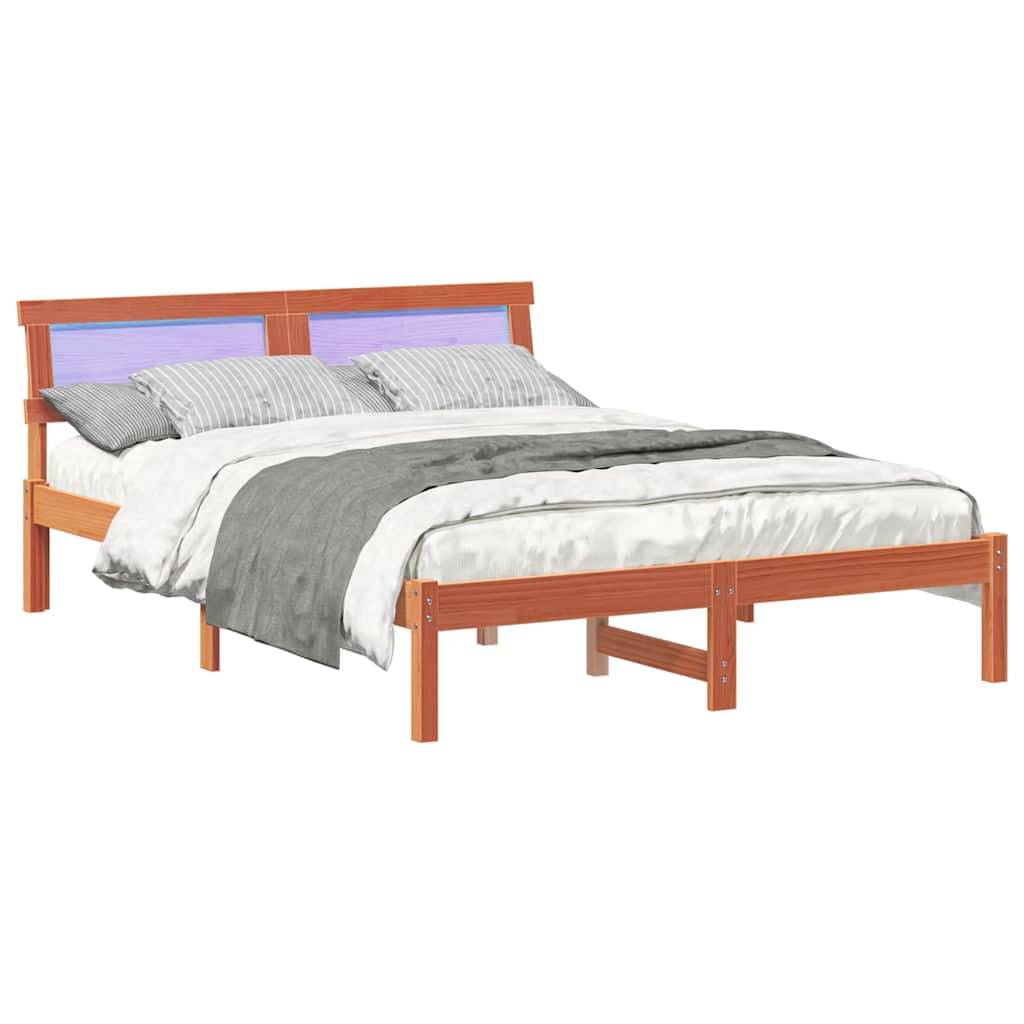 vidaXL Bettrahmen Wachsbraun 140 x 190 cm Massives Kiefernholz