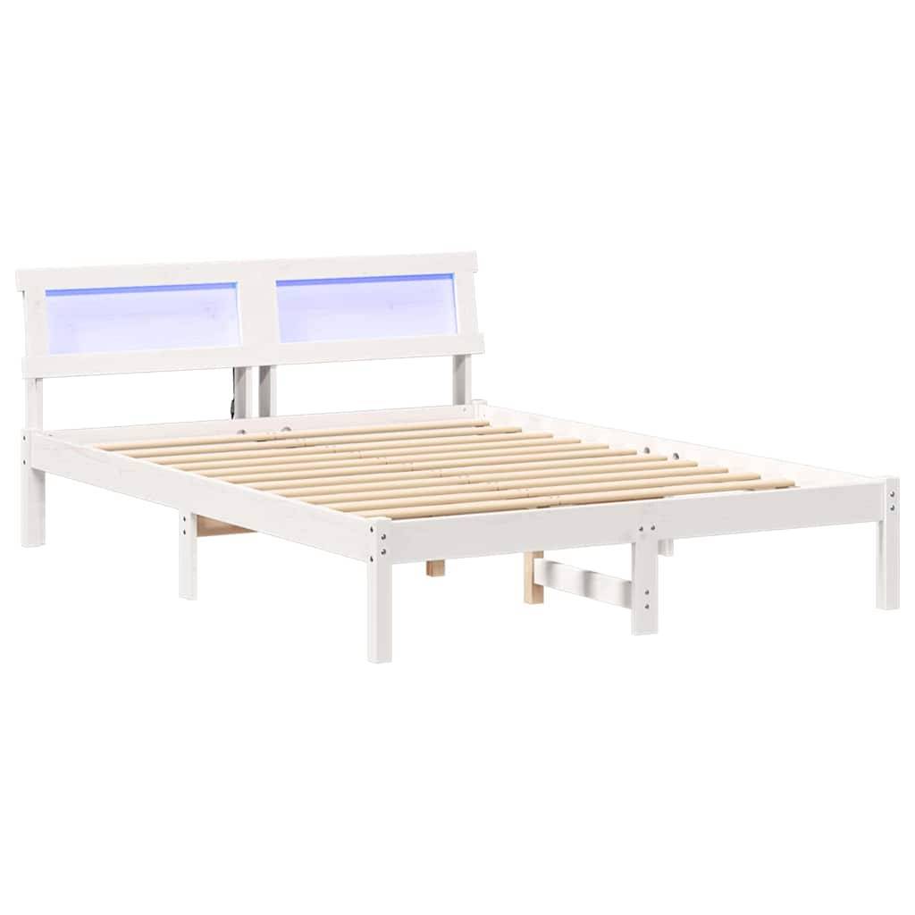 vidaXL Bettgestell mit Kopfteil Weiß 140 x 190 cm Massivholz Kiefer