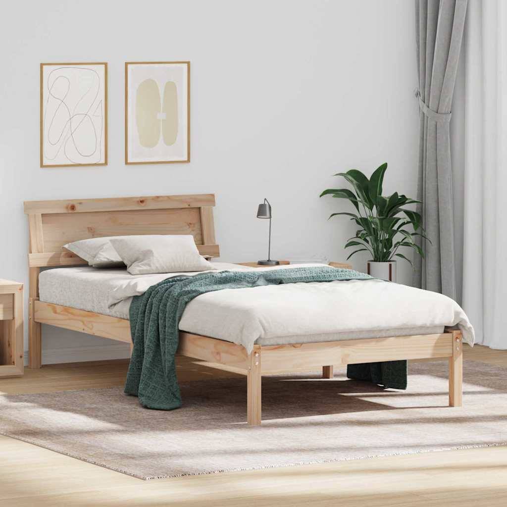 vidaXL Bettrahmen mit Kopfteil Braun 100 x 200 cm Massives Kiefernholz