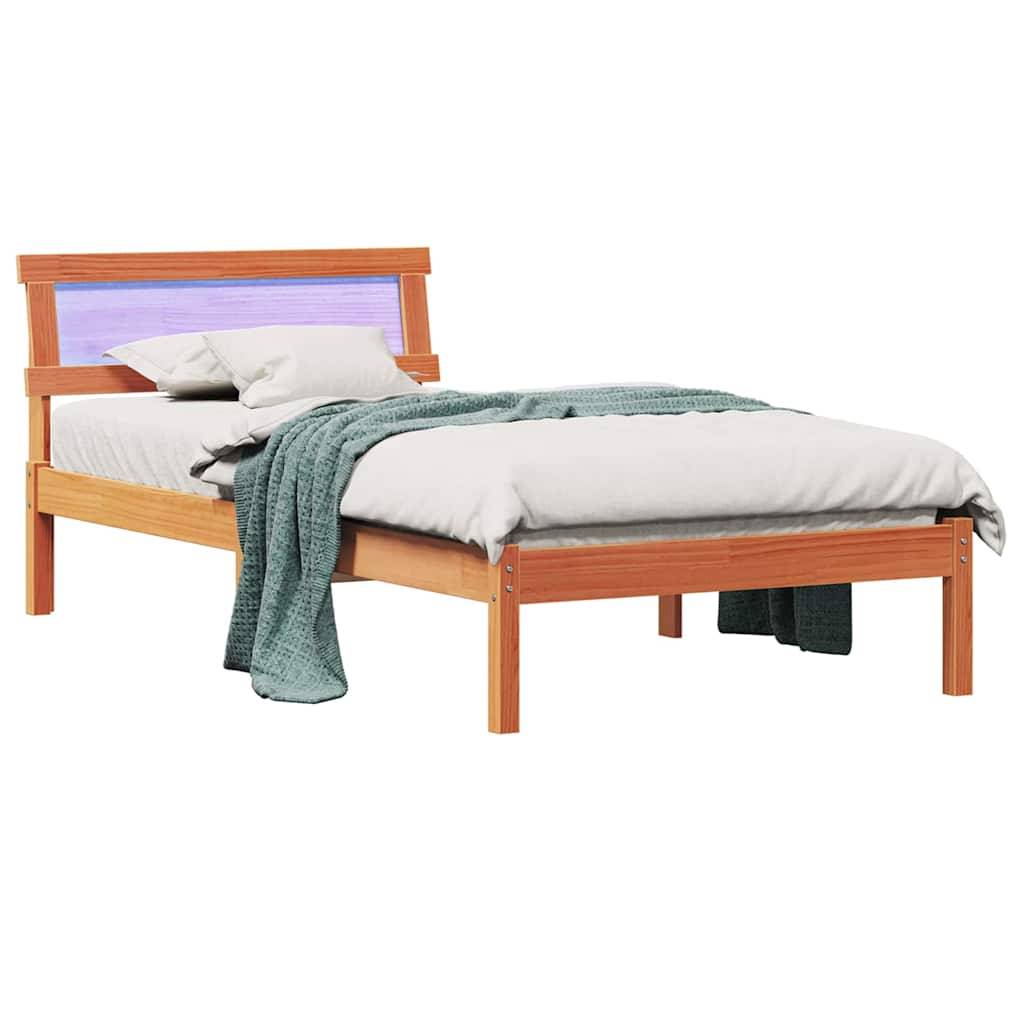 vidaXL Bettrahmen Wachsbraun 90 x 190 cm Massives Kiefernholz