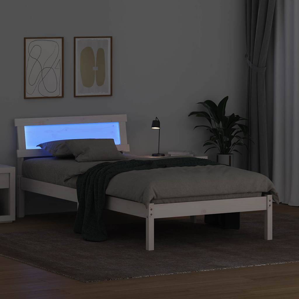 vidaXL Bettrahmen mit Kopfteil Weiß 100 x 200 cm Massives Kiefernholz