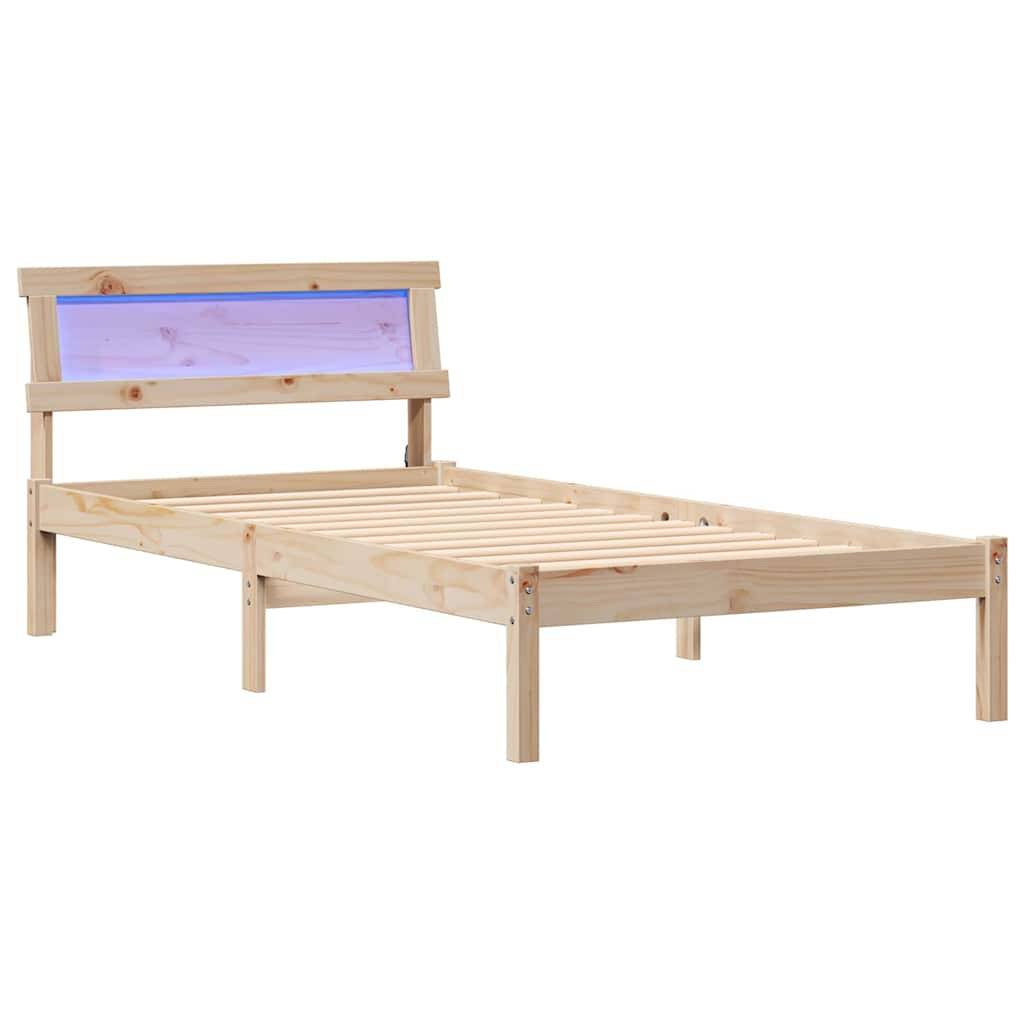 vidaXL Bettrahmen mit Kopfteil Braun 75 x 190 cm Massives Kiefernholz