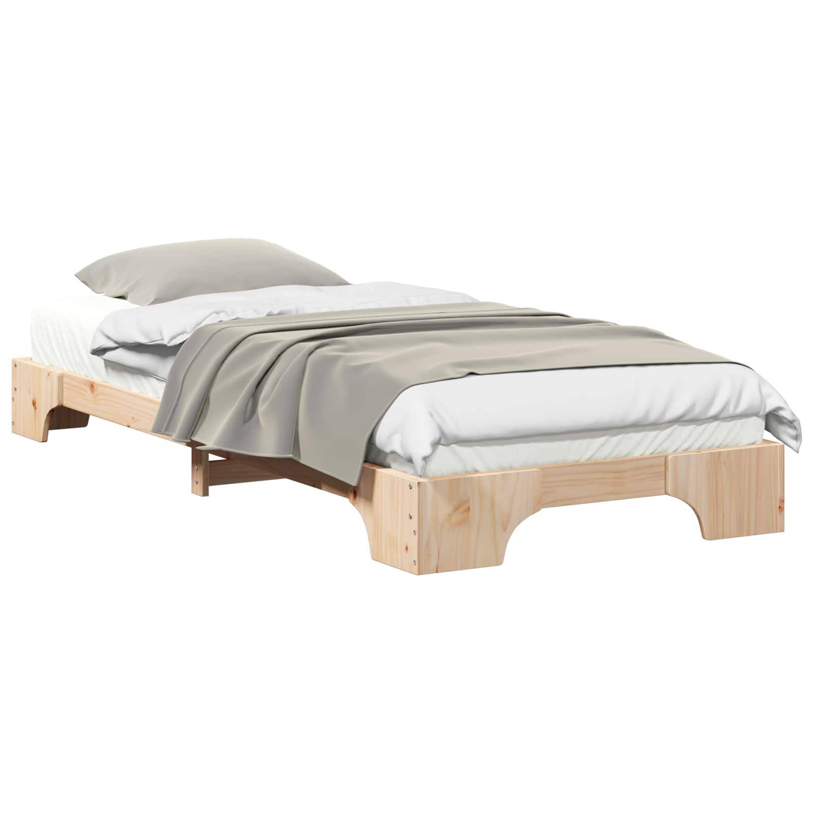 vidaXL Bettrahmen Braun 90 x 220 cm Massives Kiefernholz