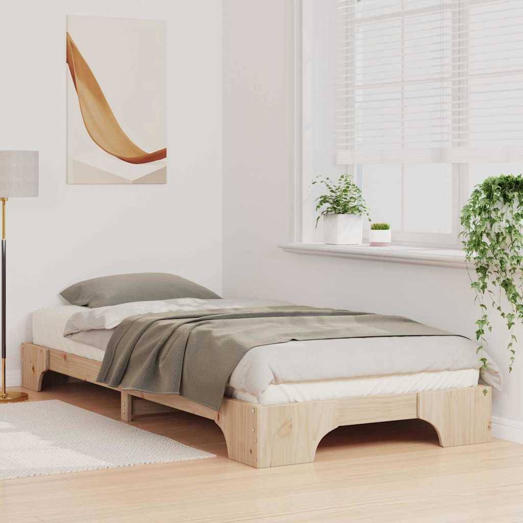 vidaXL Bettrahmen Braun 90 x 220 cm Massives Kiefernholz
