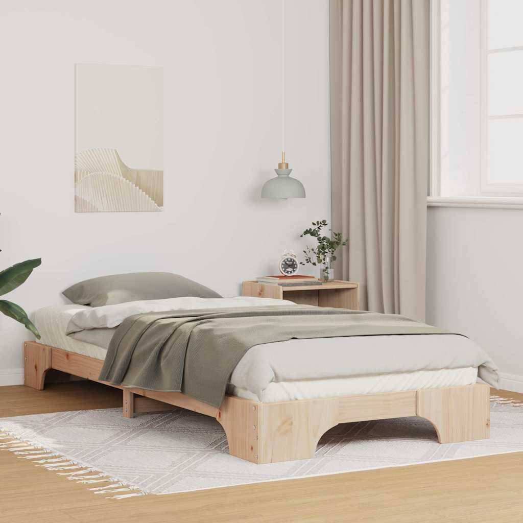 vidaXL Bettrahmen Braun 90 x 220 cm Massives Kiefernholz