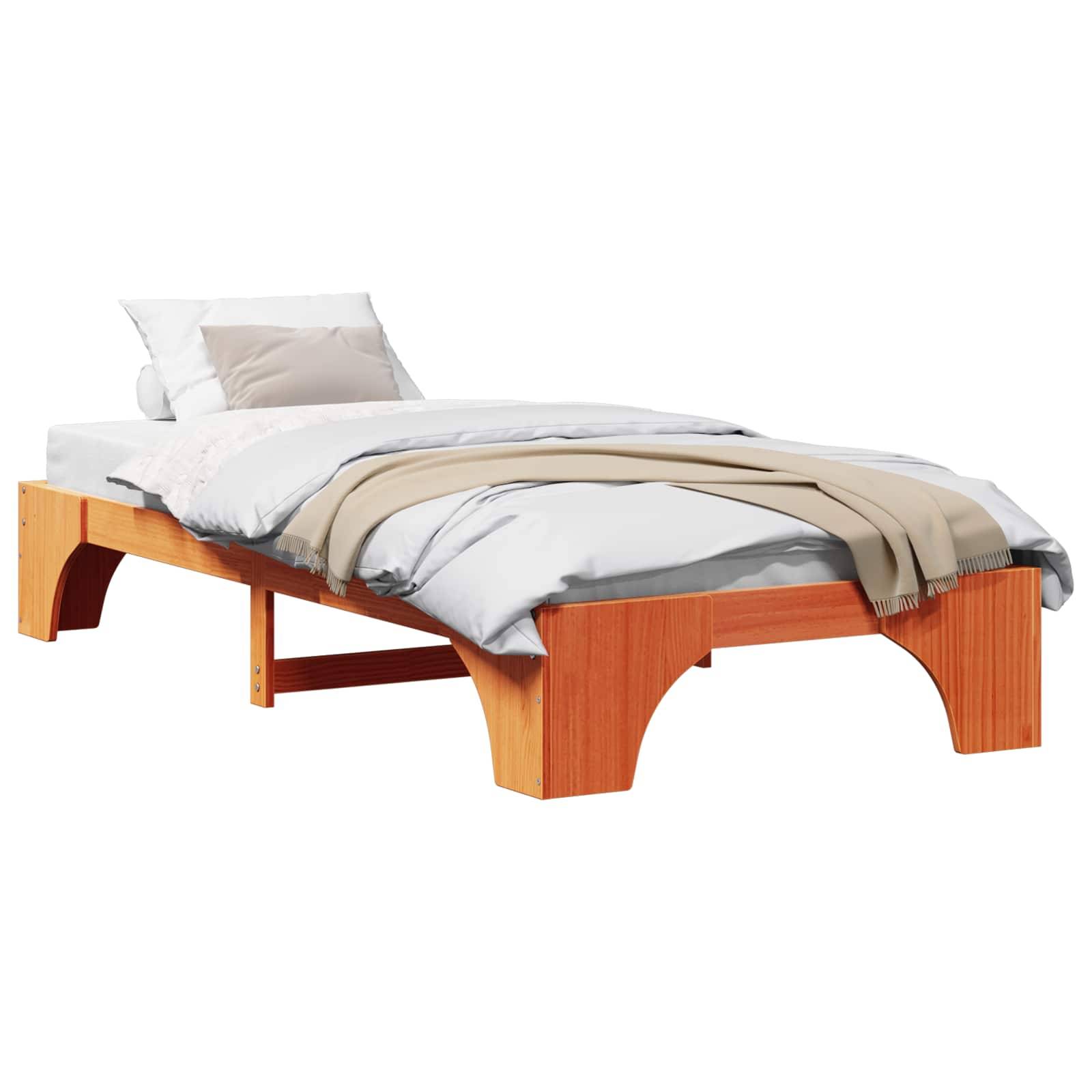 vidaXL Bettrahmen Wachsbraun 80 x 200 cm Massives Kiefernholz