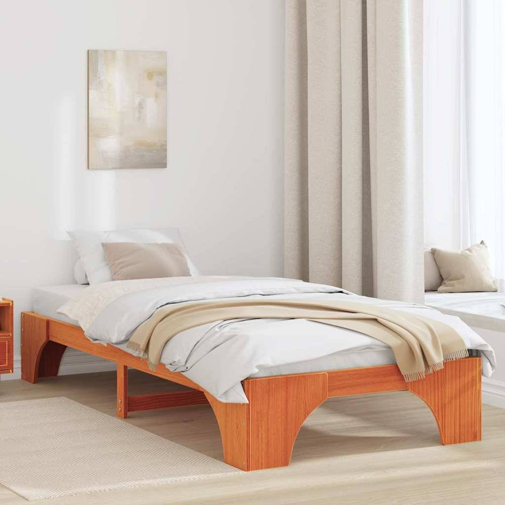 vidaXL Bettrahmen Wachsbraun 80 x 200 cm Massives Kiefernholz