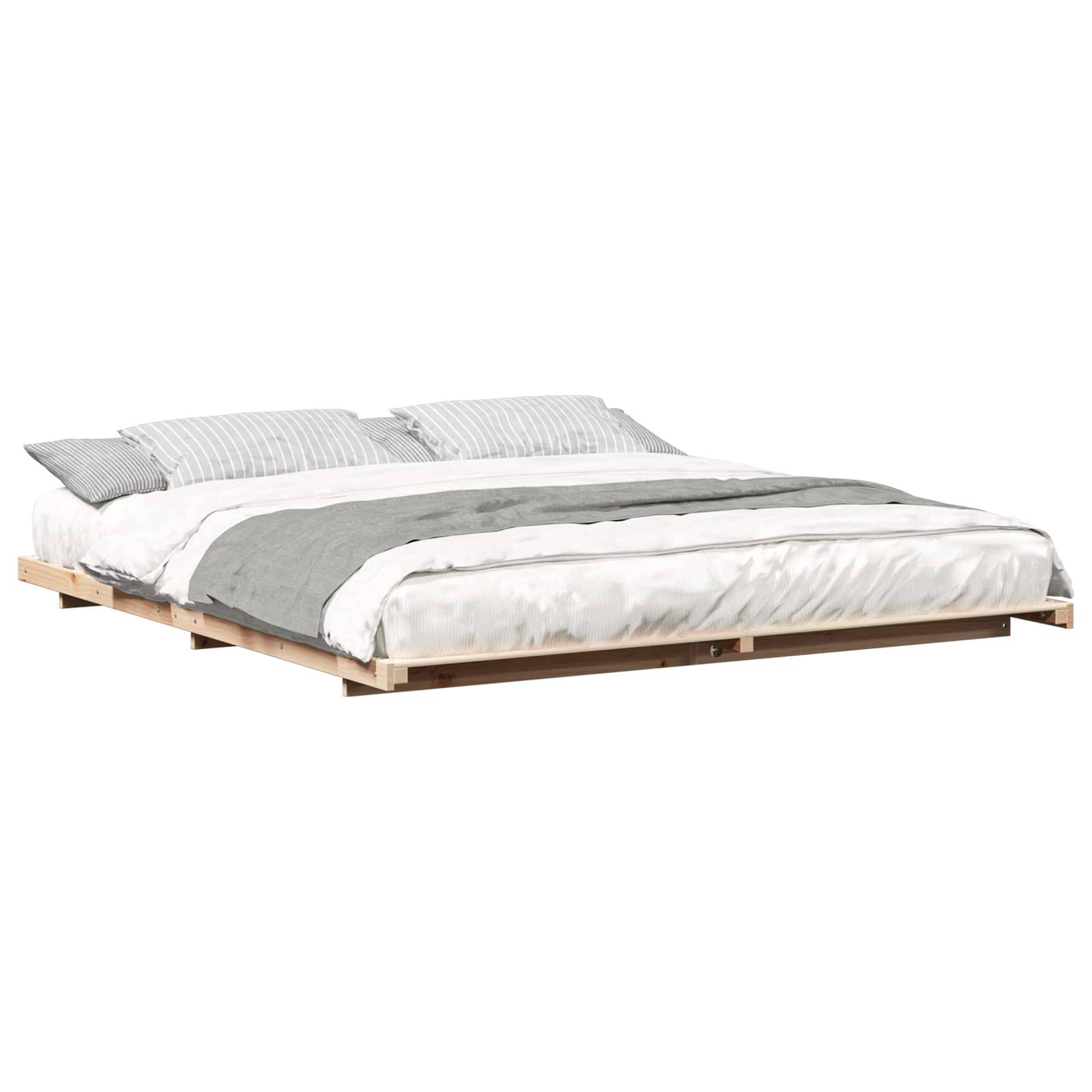 vidaXL Bettrahmen Braun 200 x 220 cm Massives Kiefernholz