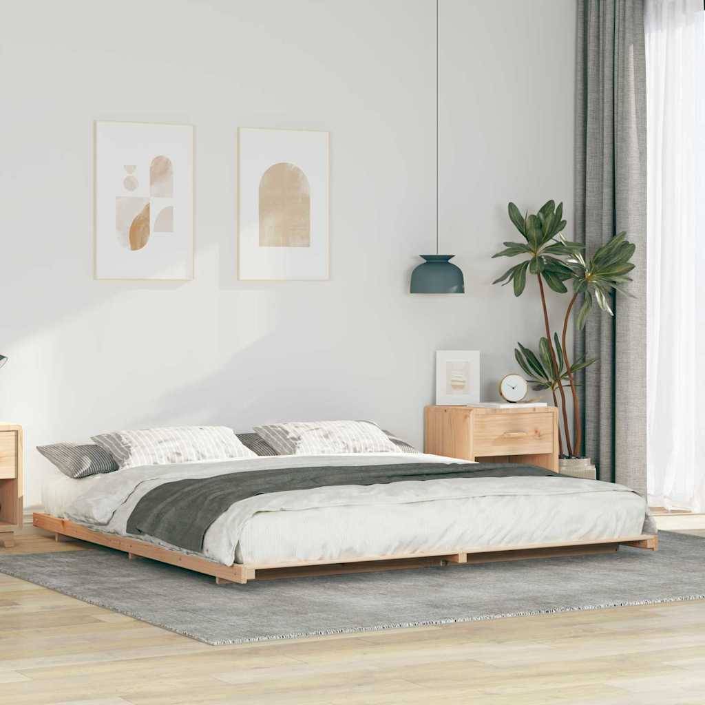 vidaXL Bettrahmen Braun 200 x 220 cm Massives Kiefernholz
