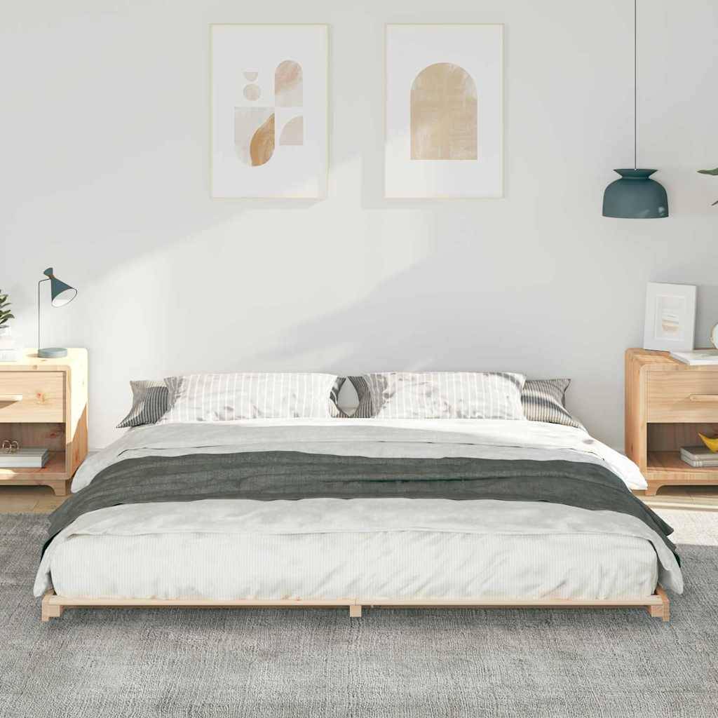 vidaXL Bettrahmen Braun 200 x 220 cm Massives Kiefernholz