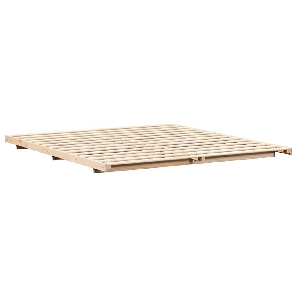 vidaXL Bettrahmen Braun 200 x 210 cm Massives Kiefernholz