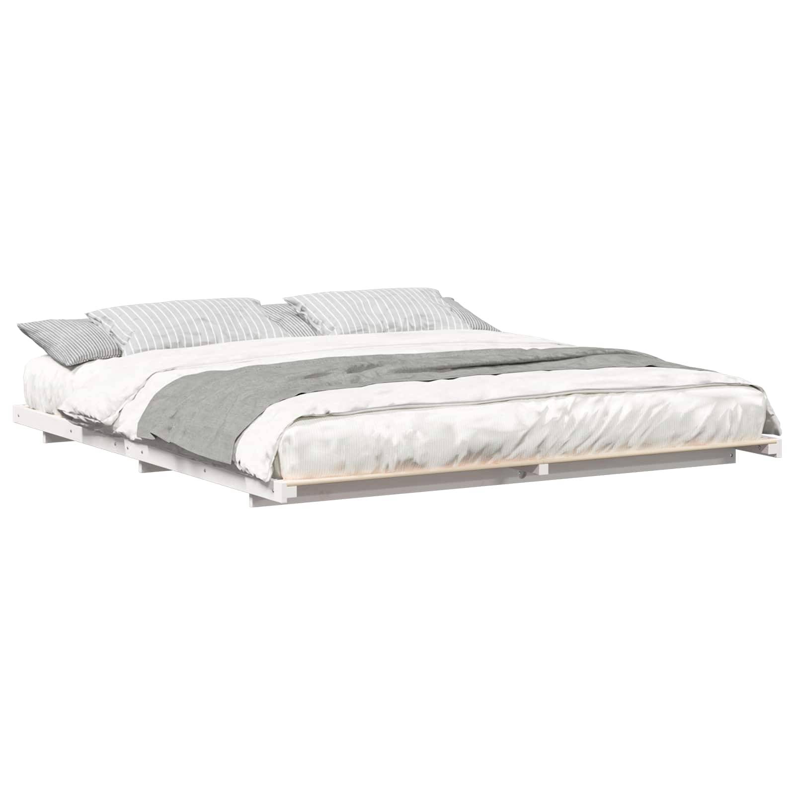 vidaXL Bettrahmen Weiß 200 x 220 cm Massives Kiefernholz