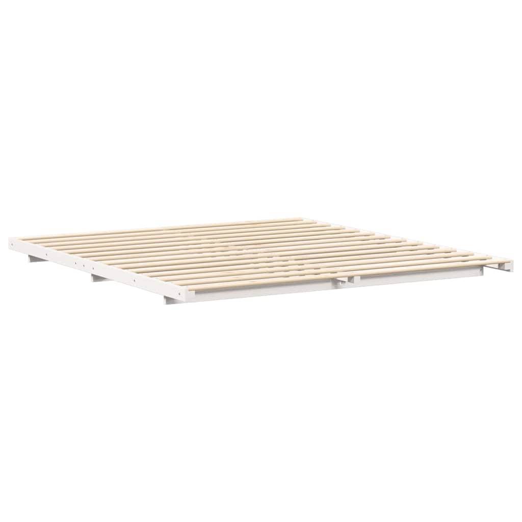 vidaXL Bettrahmen Weiß 200 x 220 cm Massives Kiefernholz
