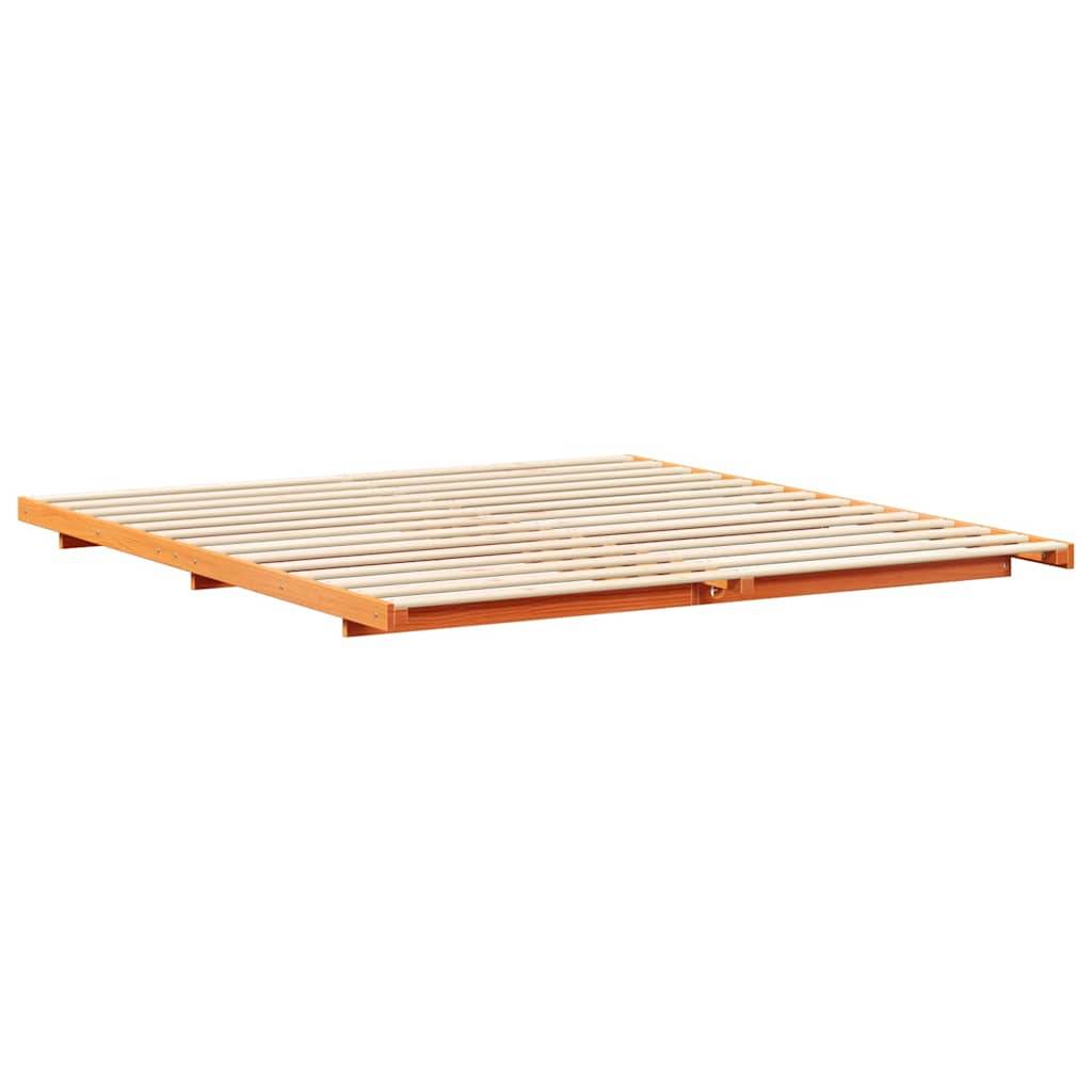 vidaXL Bettrahmen Wachsbraun 200 x 210 cm Massives Kiefernholz