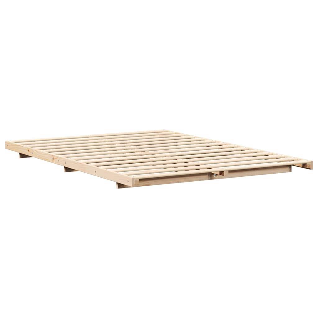 vidaXL Bettrahmen Braun 150 x 200 cm Massives Kiefernholz