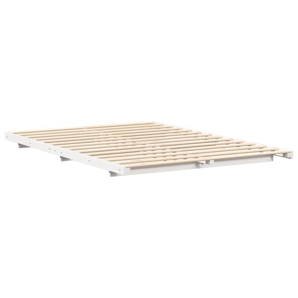 vidaXL Bettrahmen Weiß 140 x 210 cm Massives Kiefernholz