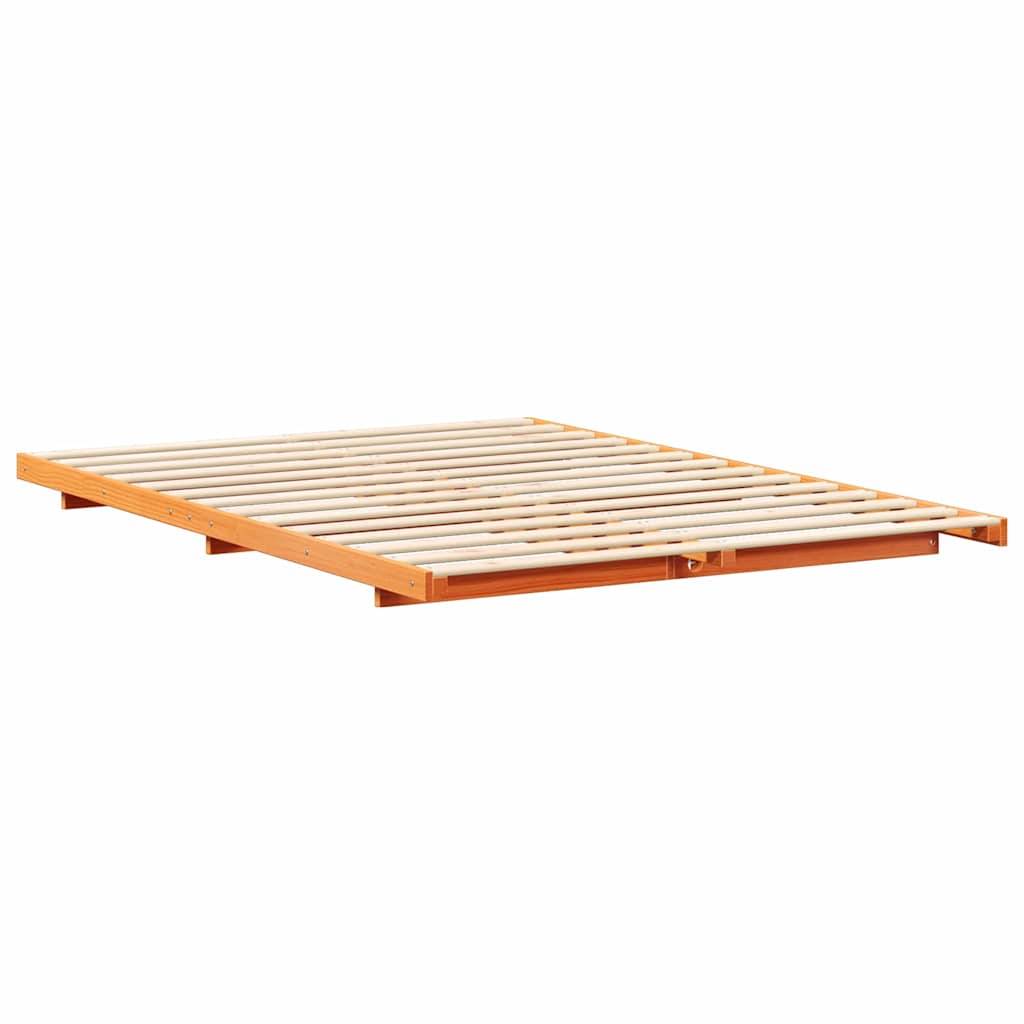 vidaXL Bettrahmen Wachsbraun 140 x 220 cm Massives Kiefernholz