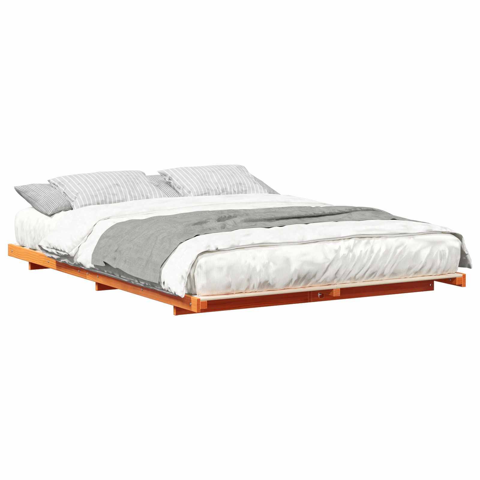 vidaXL Bettrahmen Wachsbraun 140 x 220 cm Massives Kiefernholz