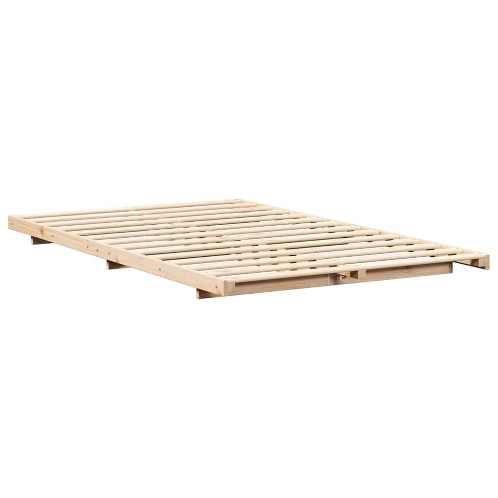 vidaXL Bettrahmen Braun 135 x 190 cm Massives Kiefernholz
