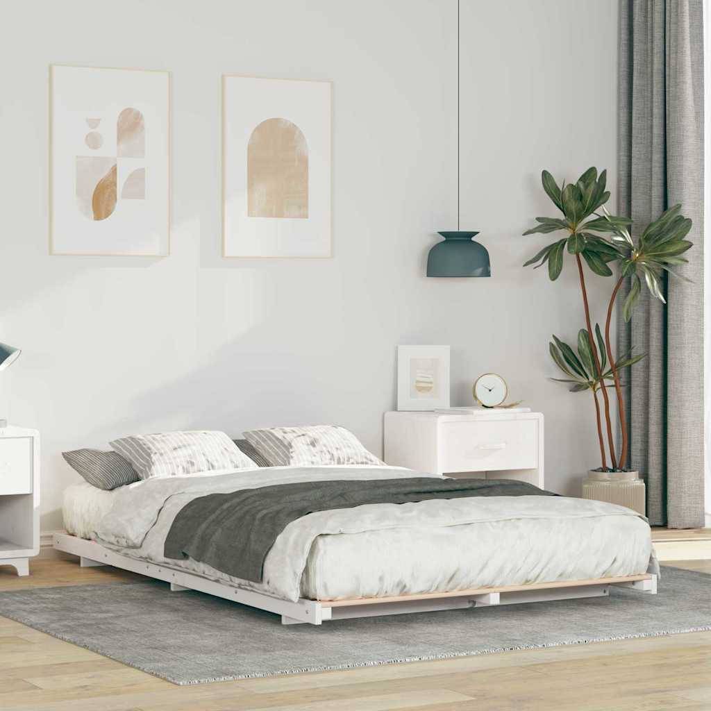 vidaXL Bettrahmen Weiß 120 x 190 cm Massives Kiefernholz