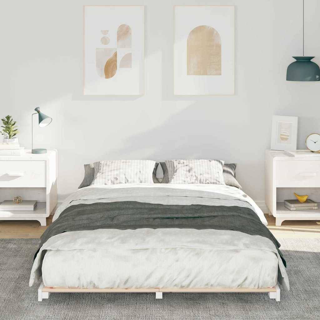 vidaXL Bettrahmen Weiß 120 x 190 cm Massives Kiefernholz
