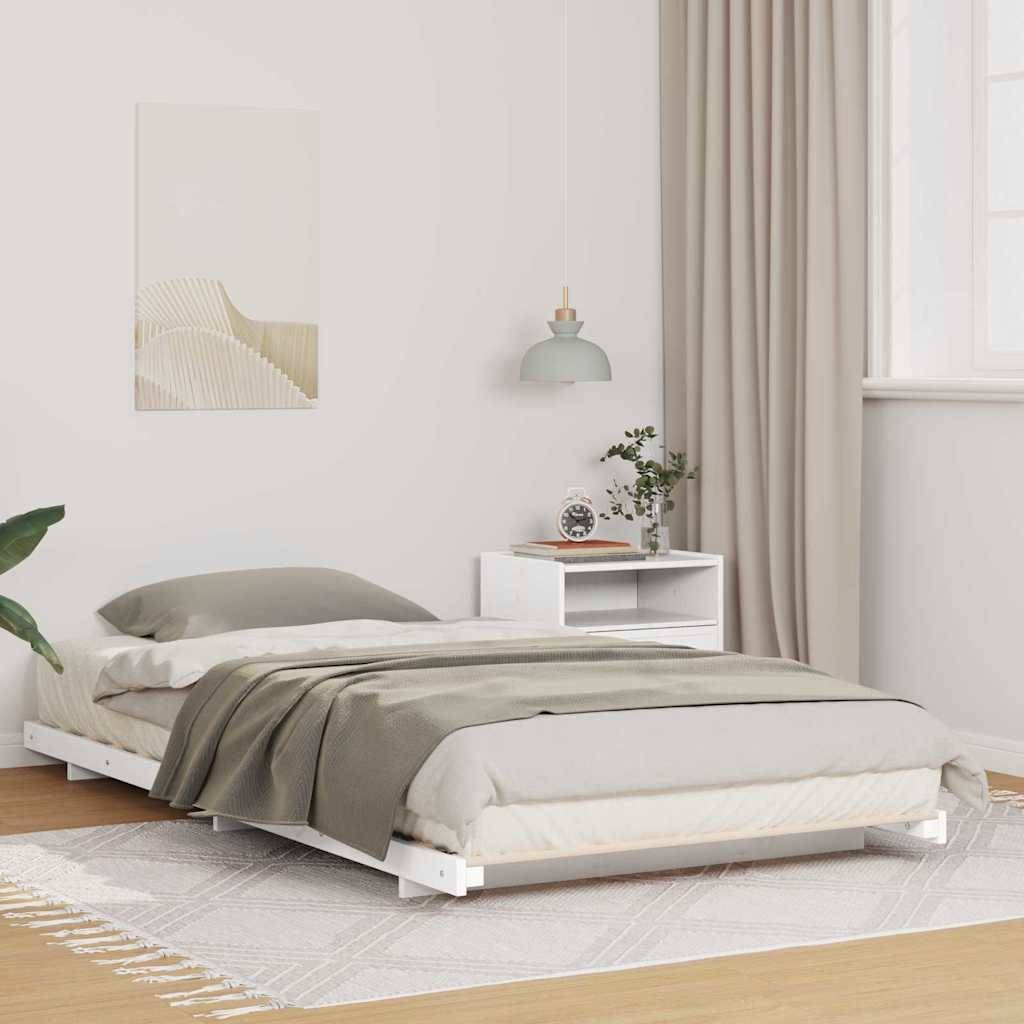 vidaXL Bettrahmen Weiß 100 x 220 cm Massives Kiefernholz