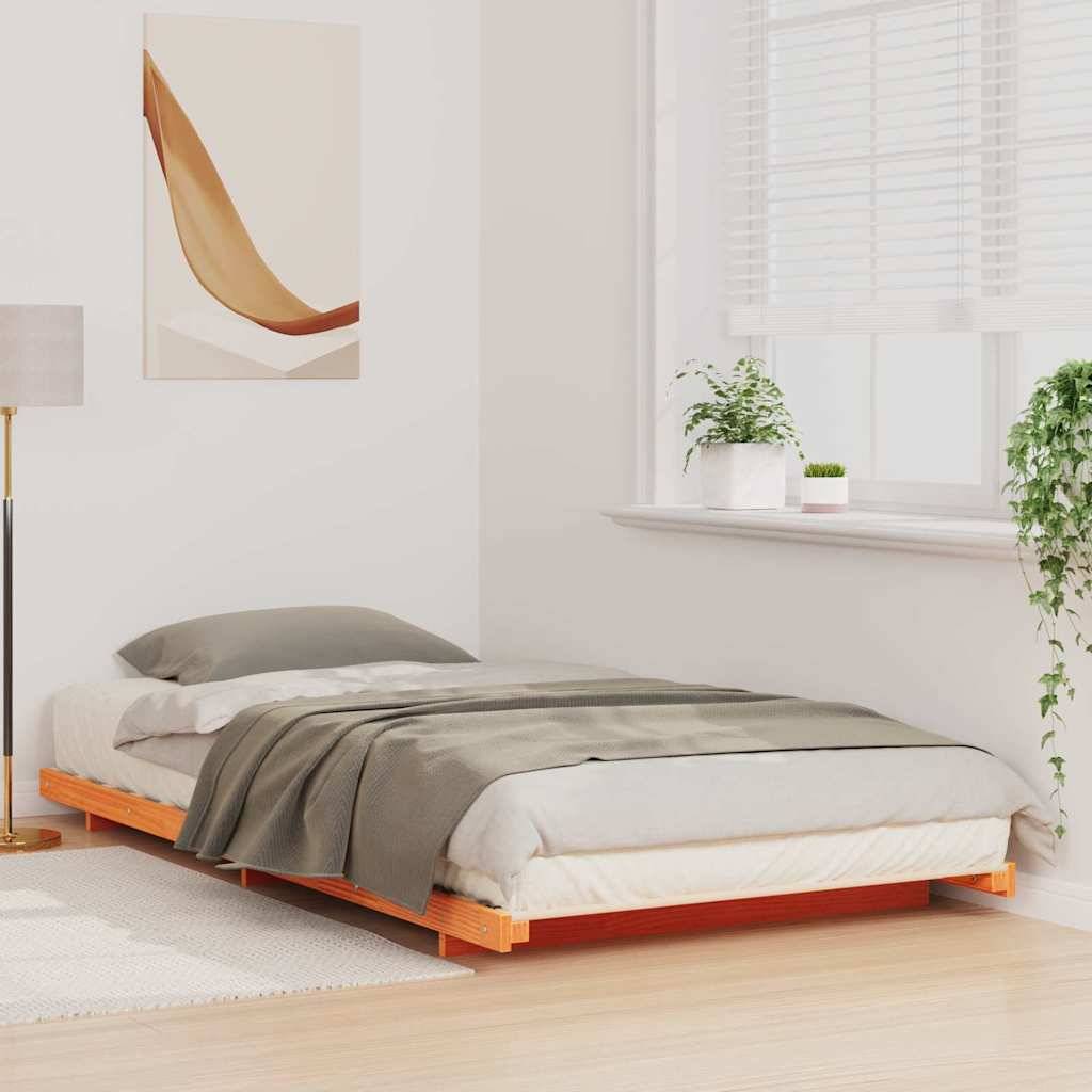 vidaXL Bettrahmen Wachsbraun 90 x 220 cm Massives Kiefernholz