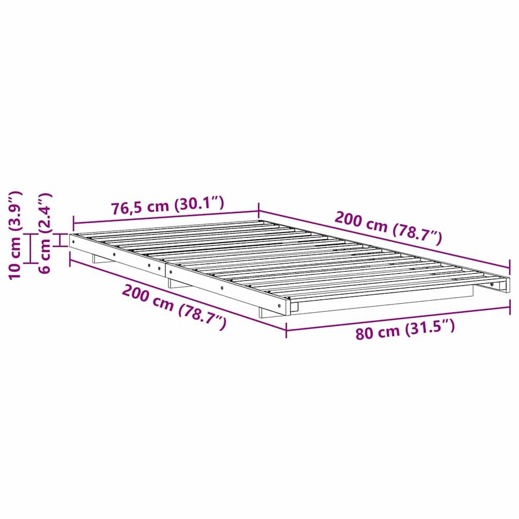 vidaXL Bettrahmen Weiß 80 x 200 cm Massives Kiefernholz