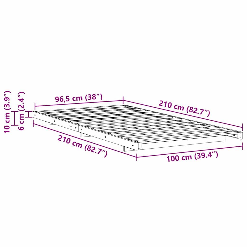 vidaXL Bettrahmen Wachsbraun 100 x 210 cm Massives Kiefernholz