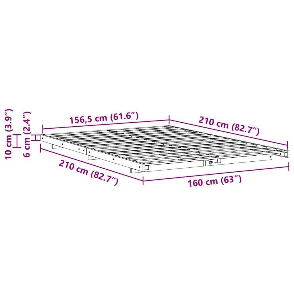 vidaXL Bettrahmen Weiß 160 x 210 cm Massives Kiefernholz