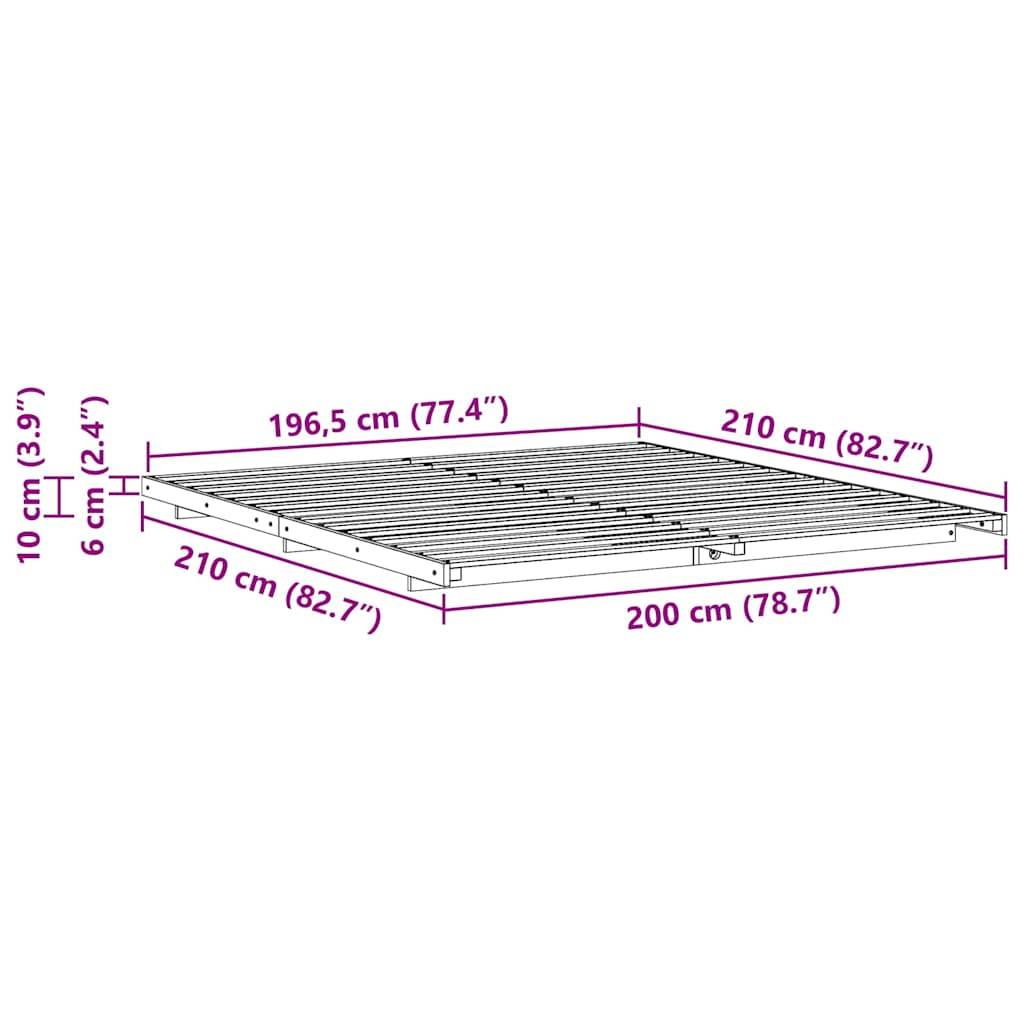 vidaXL Bettrahmen Weiß 200 x 210 cm Massives Kiefernholz