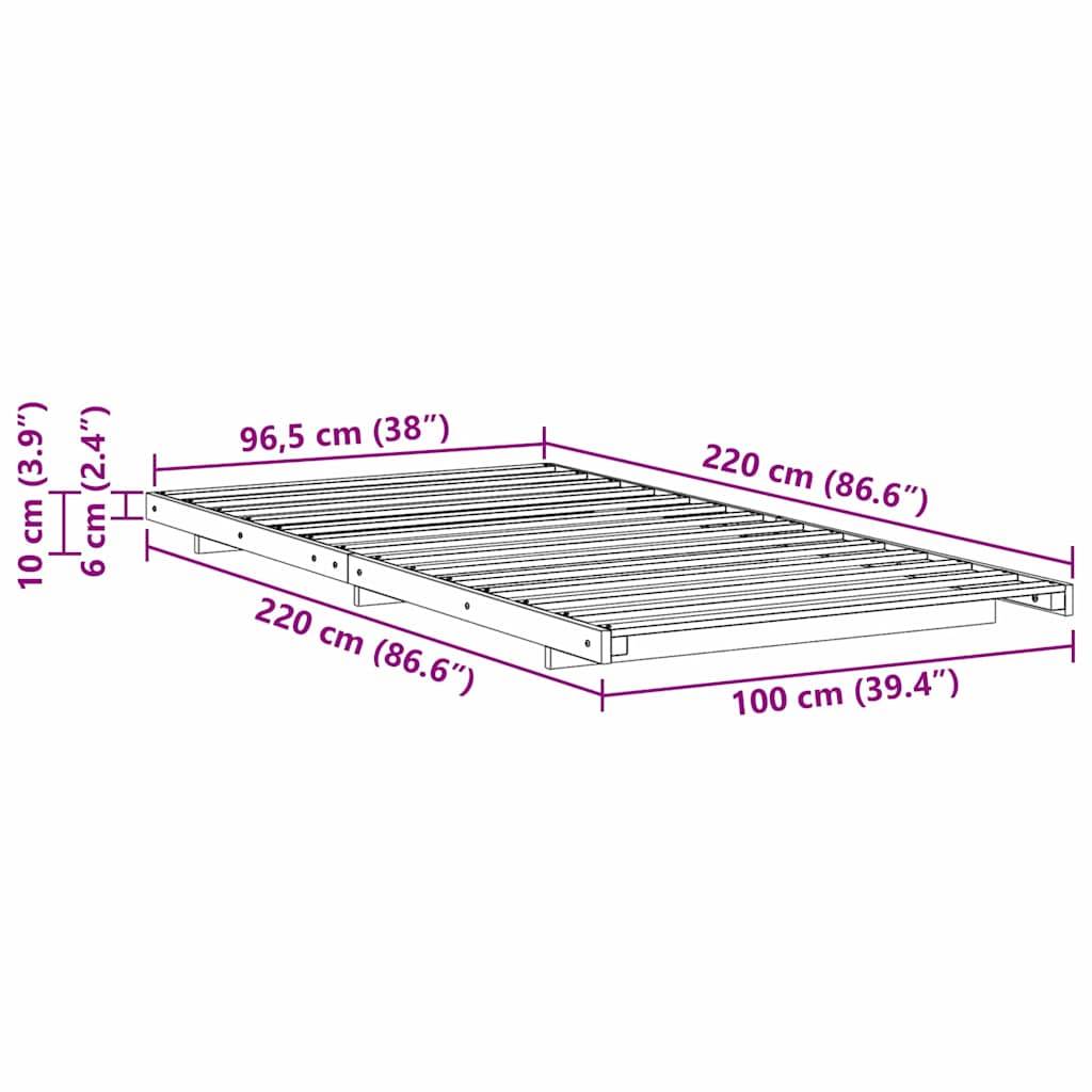 vidaXL Bettrahmen Braun 100 x 220 cm Massives Kiefernholz