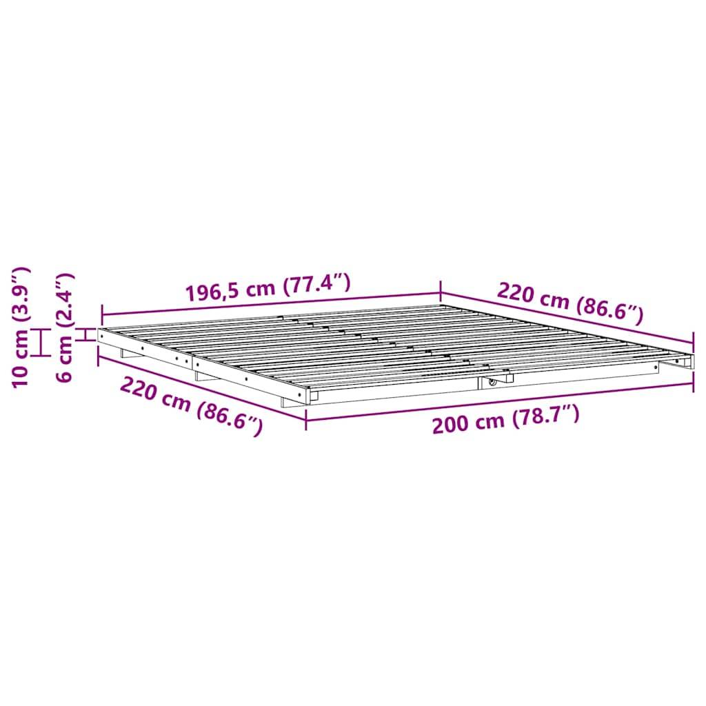 vidaXL Bettrahmen Weiß 200 x 220 cm Massives Kiefernholz