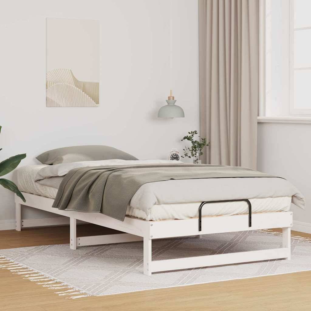 vidaXL Bettrahmen Weiß 100 x 200 cm Massives Kiefernholz