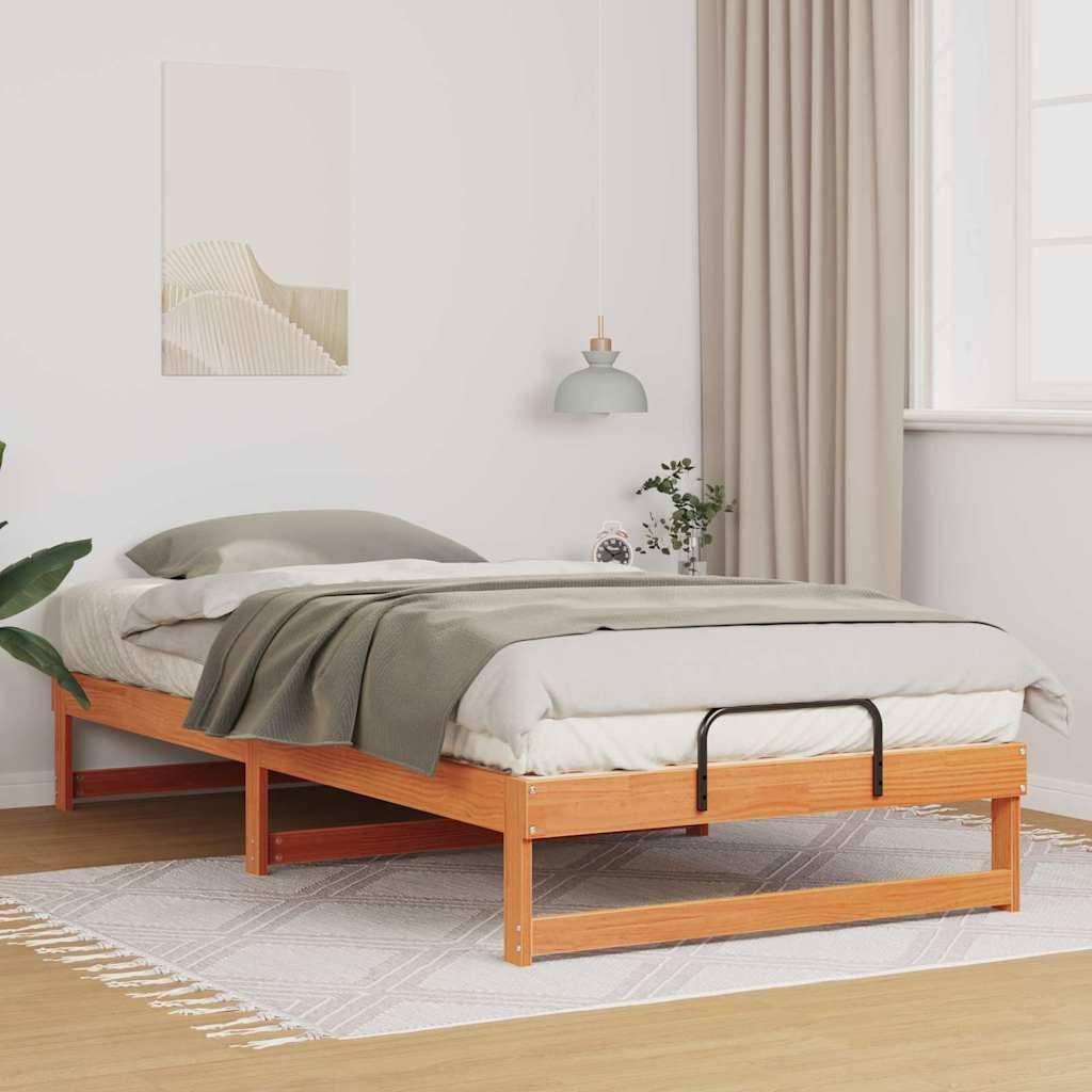 vidaXL Bettrahmen Braun 100 x 210 cm Massives Kiefernholz