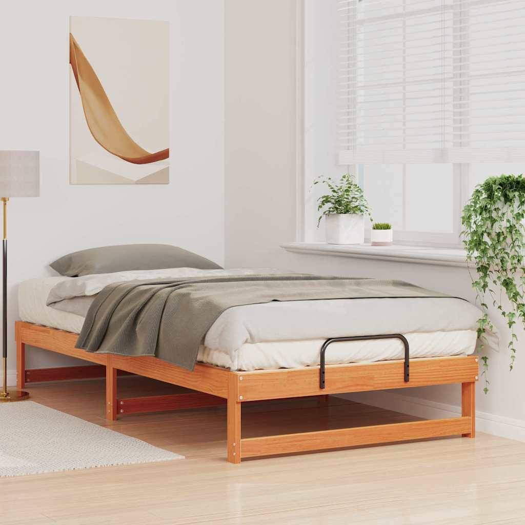 vidaXL Bettrahmen Braun 100 x 210 cm Massives Kiefernholz