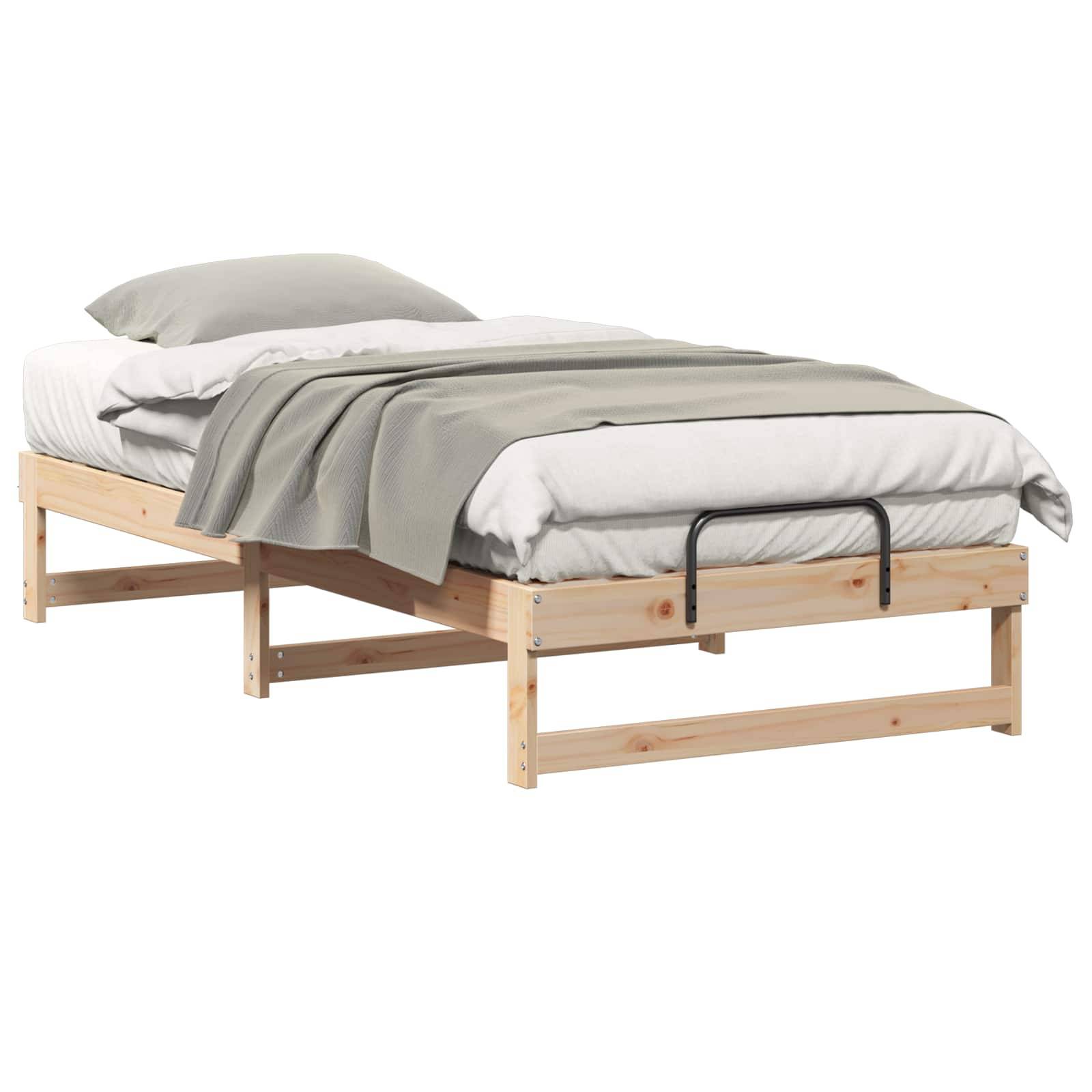 vidaXL Bettrahmen Braun 90 x 200 cm Massives Kiefernholz