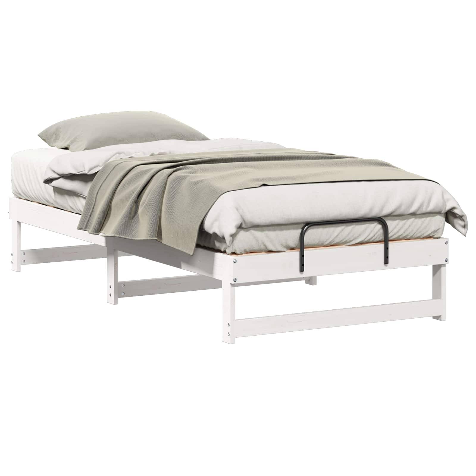 vidaXL Bettrahmen Weiß 75 x 190 cm Massives Kiefernholz