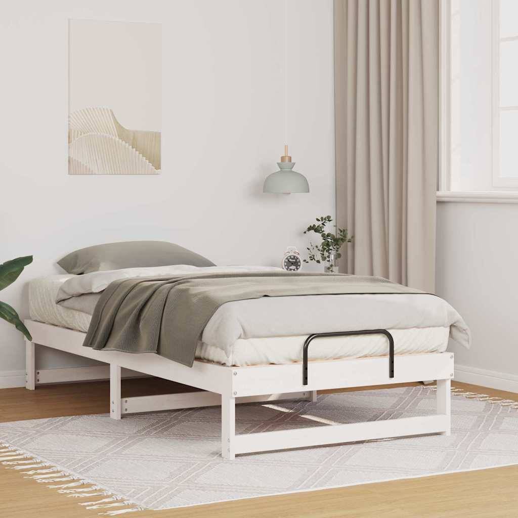vidaXL Bettrahmen Weiß 75 x 190 cm Massives Kiefernholz