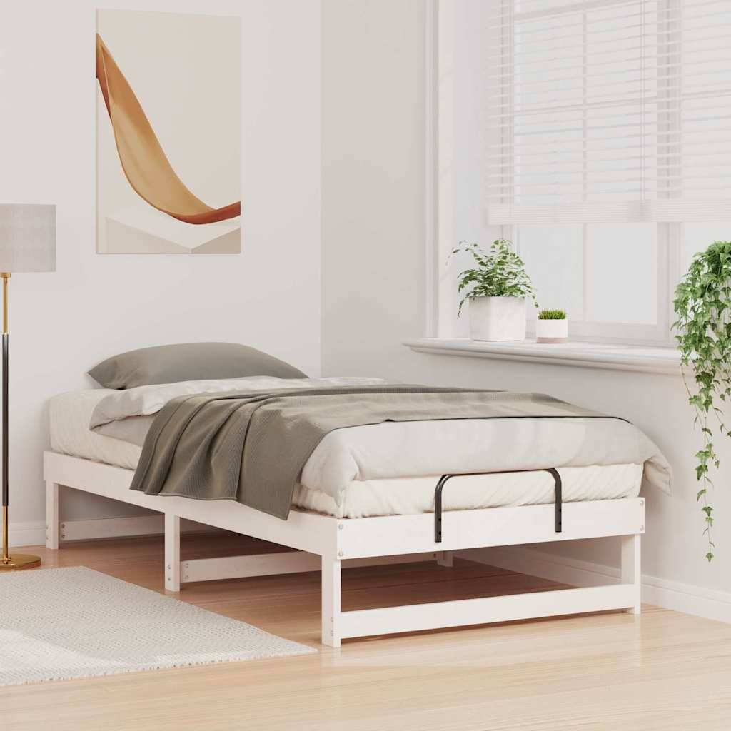 vidaXL Bettrahmen Weiß 75 x 190 cm Massives Kiefernholz