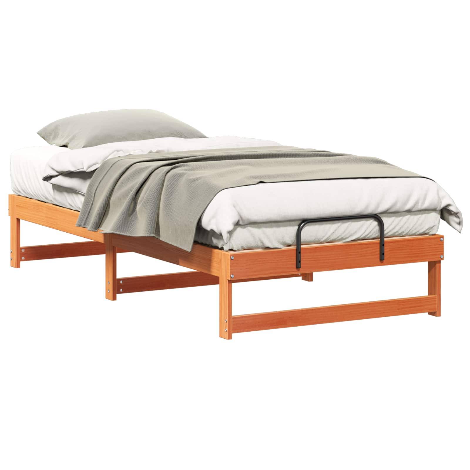 vidaXL Bettrahmen Braun 90 x 200 cm Massives Kiefernholz