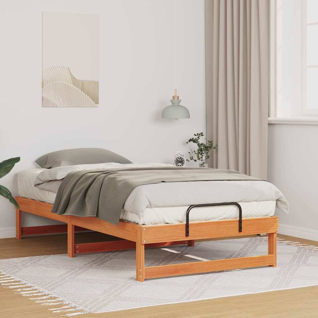 vidaXL Bettrahmen Braun 90 x 200 cm Massives Kiefernholz